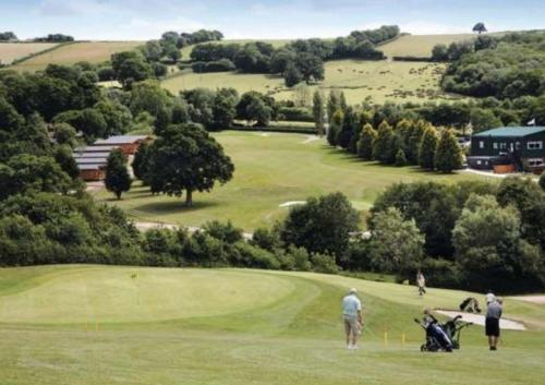 un grupo de personas jugando al golf en un campo de golf en Bishops Park Lodges At Fingle Glen Golf Club en Exeter