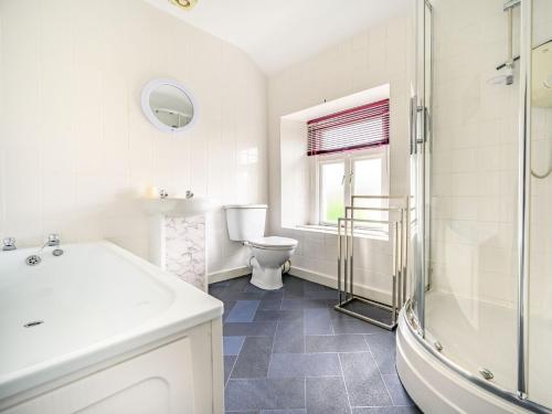 a bathroom with a toilet and a sink and a shower at 2 Bed in Cockermouth 87481 in Cockermouth