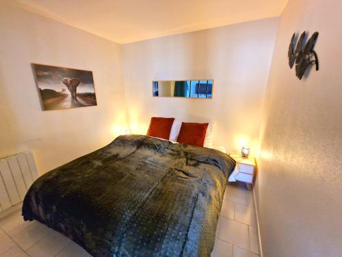 a bedroom with a large bed in a room at Le Paradis Sauvage : Charmant F2 proche nature in Verrières-le-Buisson