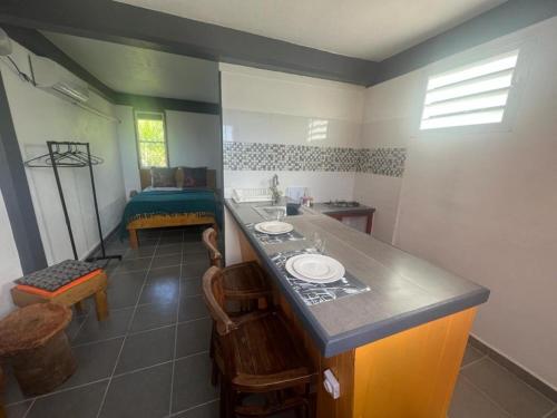 eine Küche mit einer Spüle und einer Arbeitsplatte in der Unterkunft Mountain Breeze Home Rentals in Portsmouth