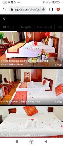 two pictures of a hotel room with two beds at Holiday home in Hanoi