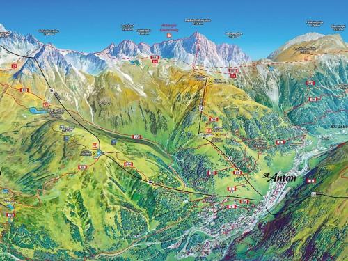 a map of a mountain with mountains in the background at Apartment Kapall by Interhome in Obergand