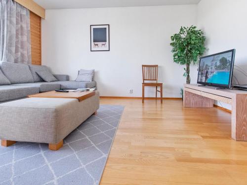 uma sala de estar com um sofá e uma televisão em Holiday Home Outapailakka j 12 by Interhome em Saariselka