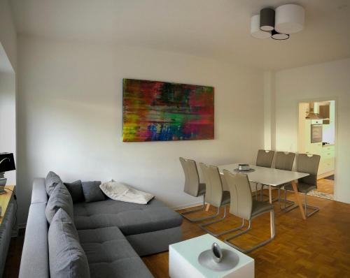 Χώρος καθιστικού στο Schneiders Ferienwohnung 4