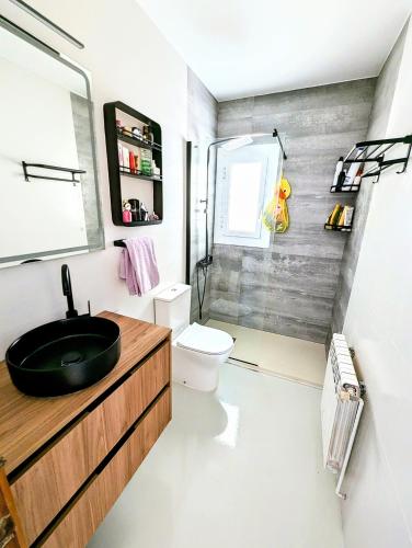 a bathroom with a sink and a toilet at CHALET CALAFAT in Calafat
