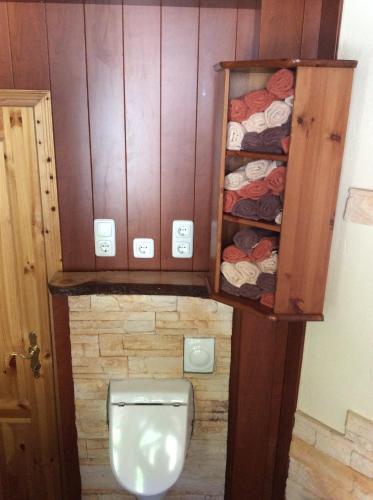 a bathroom with a urinal and a toilet in a room at Das Loreley Weinstuebchen in Sankt Goarshausen