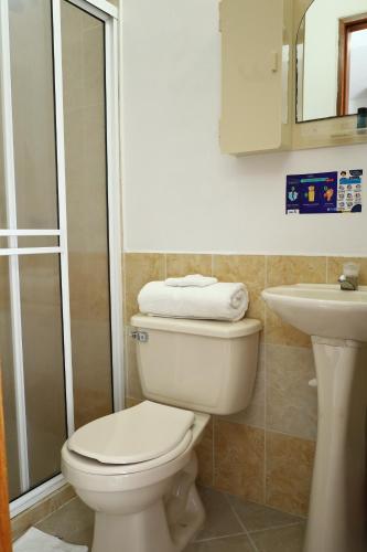 a bathroom with a toilet and a sink at Ayenda Torre 2 in Apartadó
