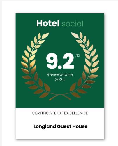 un logotipo de laurelreath para un hotel con un certificado de excelencia en Longland Guest House, en Hereford