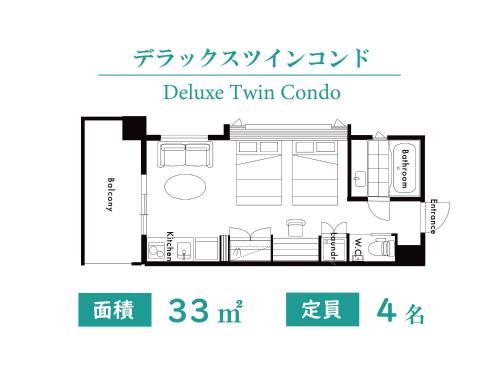 Načrt razporeditve prostorov v nastanitvi Family Condo Chatan Hills by Coldio Premium