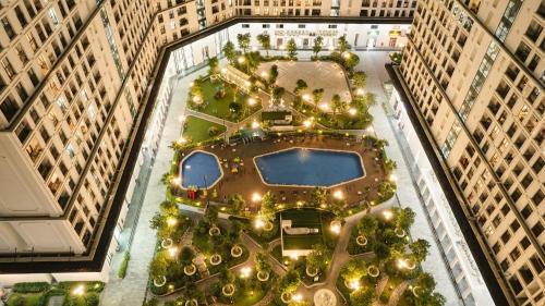 an overhead view of a courtyard in a building at Thanh Hang Hotel near Emerald My Dinh in Hanoi