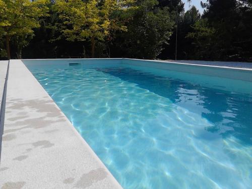 een zwembad met blauw water in een tuin bij Chez-Antoinette in Castel del Monte