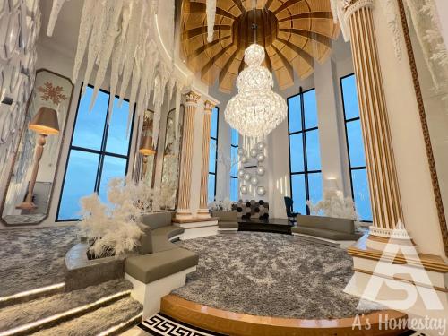 a rendering of a lobby with a chandelier at Arte Cheras Romantic MRT Cheras Wi-Fi Smart Tv AsHome in Kuala Lumpur