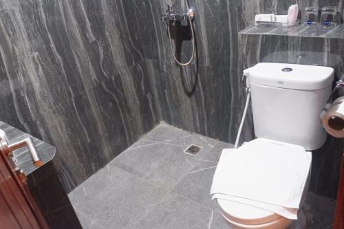a bathroom with a toilet and a shower at Agape Hotel Haranggaol in Haranggaul