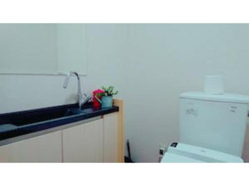 a small kitchen with a sink and a toilet at The Stay Central Nagasaki / Vacation STAY 5111 in Nagasaki