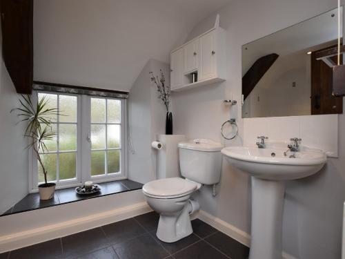 een witte badkamer met een toilet en een wastafel bij 3 Bed in Lyme Regis BARRA in Winsham