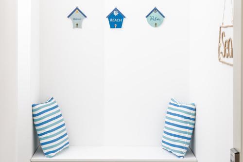 a room with two pillows on a shelf at La barca apartments in Becici