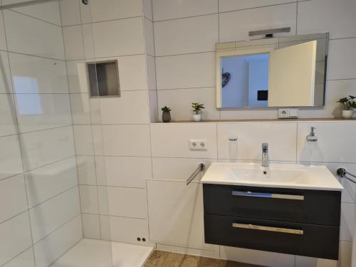 Koupelna v ubytování Ferienhaus-Hornhecht