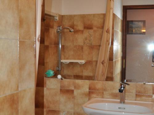 y baño con ducha y lavamanos. en Appartement Châtel, 2 pièces, 6 personnes - FR-1-693-13, en Châtel