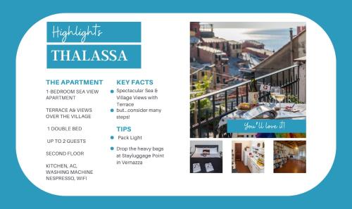 une brochure pour un hôtel de la ville de Malta dans l'établissement Thalassa Apartment with AC, Terrace and Views, à Vernazza