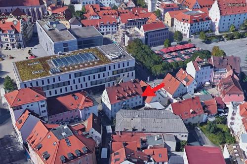 an overhead view of a city with red roofs at City- Wohnung in Top Lage in Ingolstadt