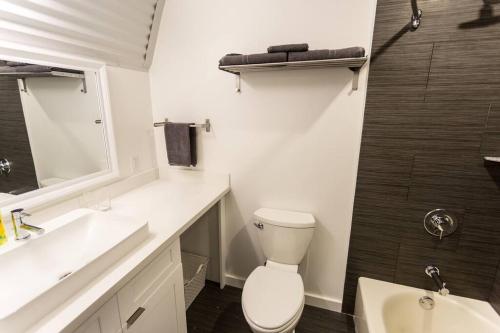een badkamer met een toilet, een wastafel en een douche bij Moon 301 - Crescent Moonrise Suite - 1 BR - 1 Bath in New Orleans