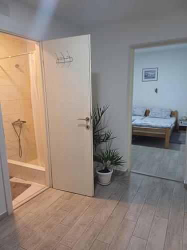 een kamer met een deur naar een slaapkamer bij Apartman “Sanja” in Pirot