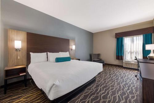 Albemarle的住宿－阿爾伯馬爾希爾頓恆庭酒店，酒店客房设有一张大床和一台电视。