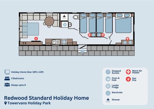 uma planta de uma casa de férias em Redwood Standard Holiday Home em Mablethorpe