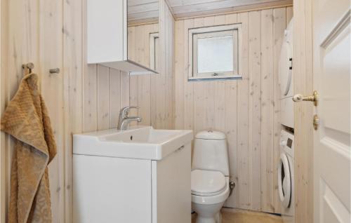 a small bathroom with a sink and a toilet at Stunning Home In Silkeborg With Wifi in Silkeborg