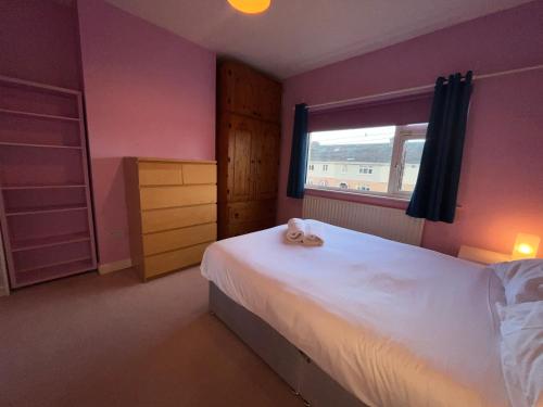 um quarto com uma cama com um bicho de peluche em The Walkinstown Property em Dublin