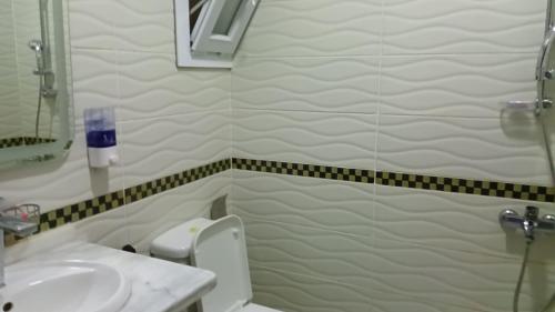een kleine badkamer met een toilet en een wastafel bij HOUME FOR RENT in Sharm El Sheikh