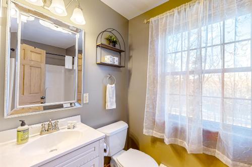 Thornton的住宿－S'mores Rock，一间带水槽和卫生间的浴室以及窗户。