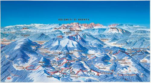 a map of the remarkables mountain range at PANORAMA SportHOTEL in Folgaria