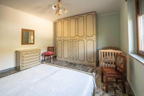 a bedroom with a bed and a large closet at La Vecchia Cascina in Atena Lucana