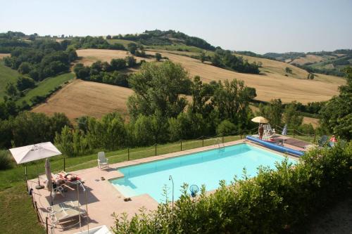 a swimming pool in the middle of a field at Country House Montesoffio in Barchi