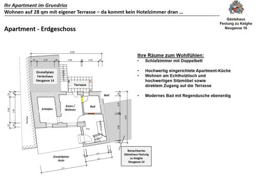 un plan d'étage d'un bâtiment dans l'établissement Apartment Festung zu Ketghe - Nähe Koblenz, à Kettig