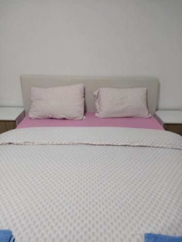 een bed met twee kussens erop bij Smjestaj_S in Bijeljina