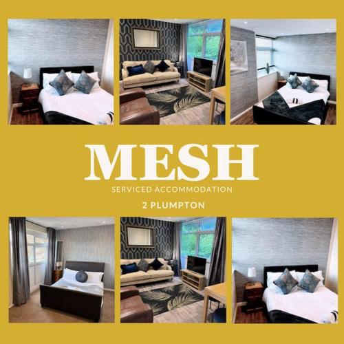a collage of pictures of a bedroom with two beds at 4 Bedroom House by Mesh Accommodation Short Lets Canterbury For Contractors And Corporate Stays For Short & Long Term Stays in Kent