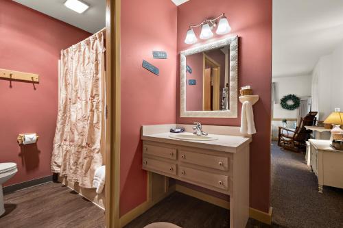 a bathroom with a sink and a mirror at Country Living Inn in Lancaster