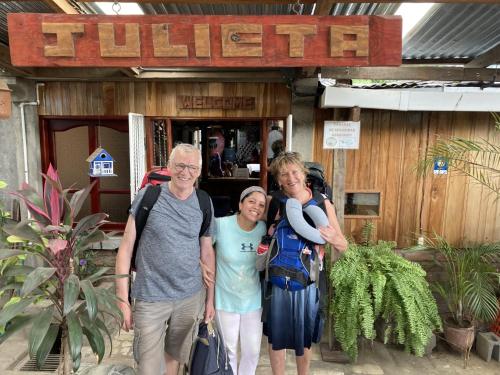 a group of people standing in front of a building at Hostel Julieta in Rivas