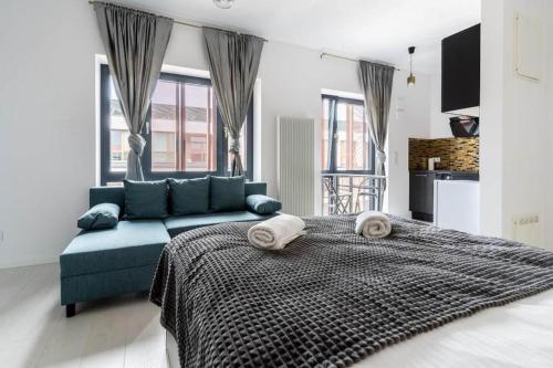 Posteľ alebo postele v izbe v ubytovaní OXYGEN WRONIA - Browary Warszawskie - P&O Serviced Apartments