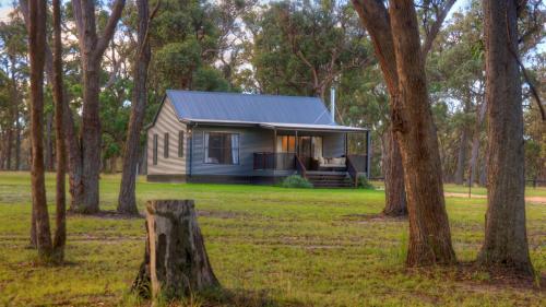 a small house in a field with trees at Quaffers on Storm King in Stanthorpe