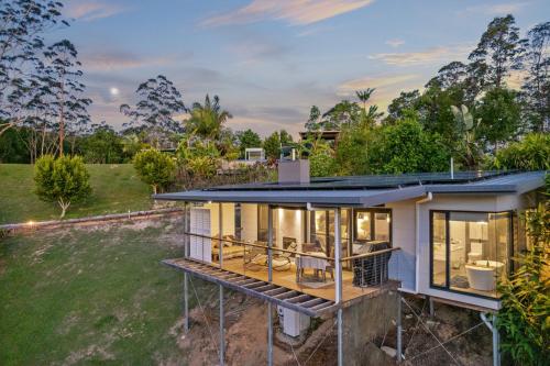 an aerial view of a house at La Rochér Eco Retreat in Stokers Siding