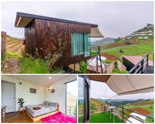 a collage of two pictures of a house at ภูวินคาเฟ่ โฮมสเตย์ Phuwin Homestay Monjam in Mon Jam