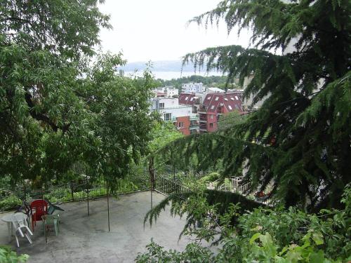 a view of a park with chairs and trees at Стаи за гости ЖАНА in Varna City
