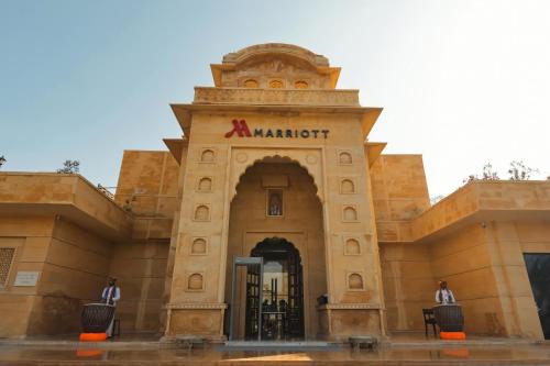 a building with a market sign on the front at Jaisalmer Marriott Resort & Spa in Jaisalmer