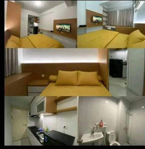 un collage de photos d'une petite chambre avec un lit dans l'établissement Patrland Urbano, à Bulanbulan
