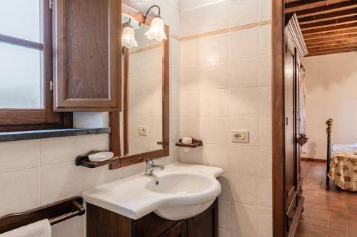 uma casa de banho com um lavatório e um espelho em Agriturismo Fadanelli - Il Granaio em Lamporecchio