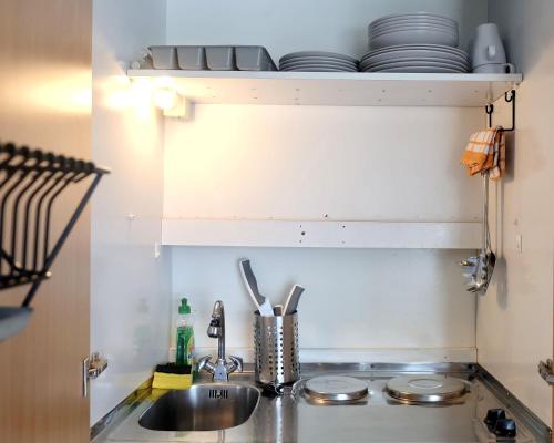 Dapur atau dapur kecil di Studios im Haus Deutsch Krone I home2share