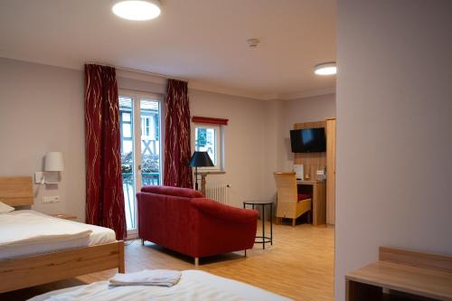 Katil atau katil-katil dalam bilik di Hotel & Café Ritter von Böhl